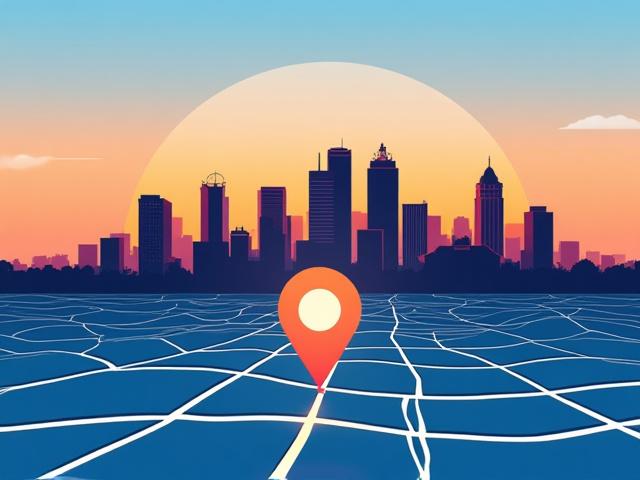 Illustration of Austin city skyline with a map pinpoint over downtown, highlighting Harmonia Labs location