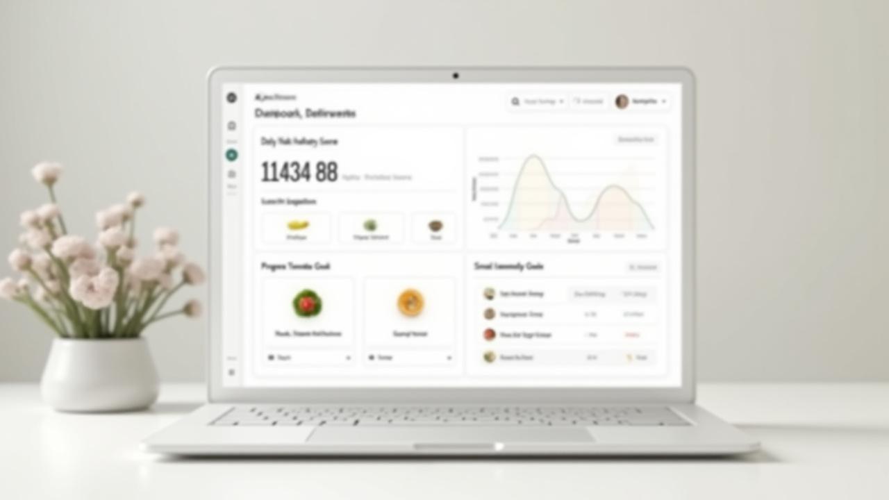 Harmonia Labs personalized wellness dashboard showing daily habit score, meal suggestions, goals, and product recommendations.